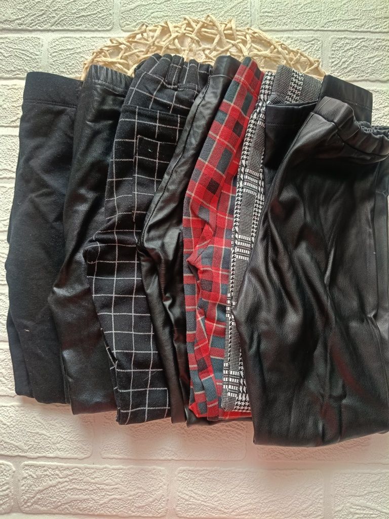 Zestaw kpl legginsy getry krata eco skóra rozmiar 134