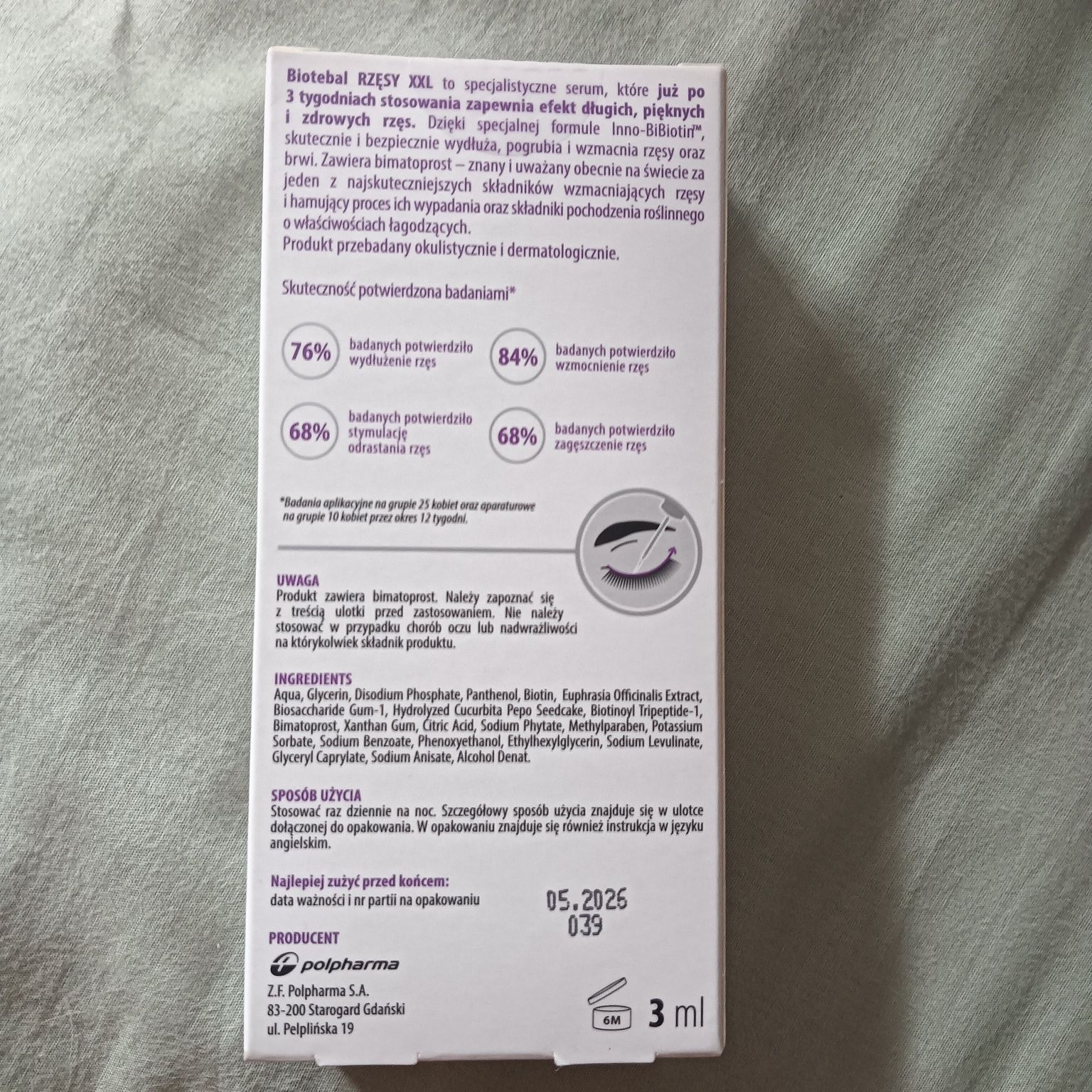 Nowy BIOTEBAL Rzęsy XXL Serum pobudzające wzrost rzęs