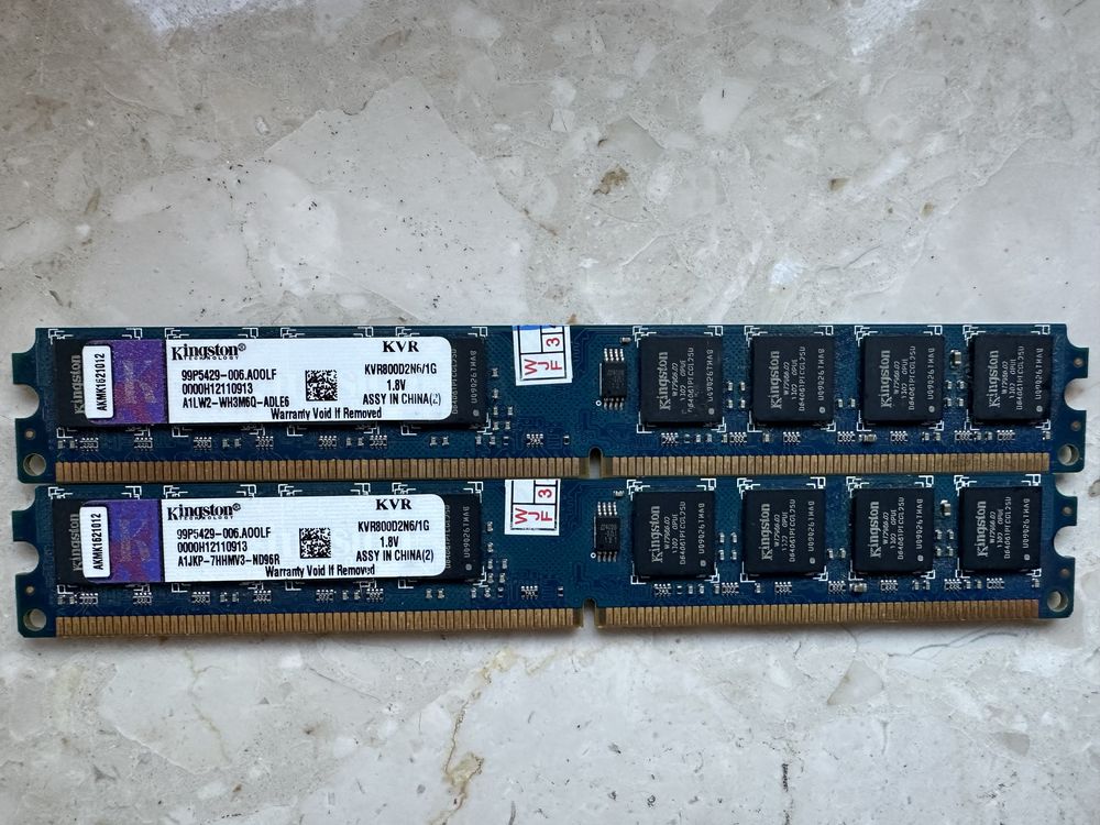 Pamięć RAM Kingston DDR2 2x 1Gb kvr800d2n6