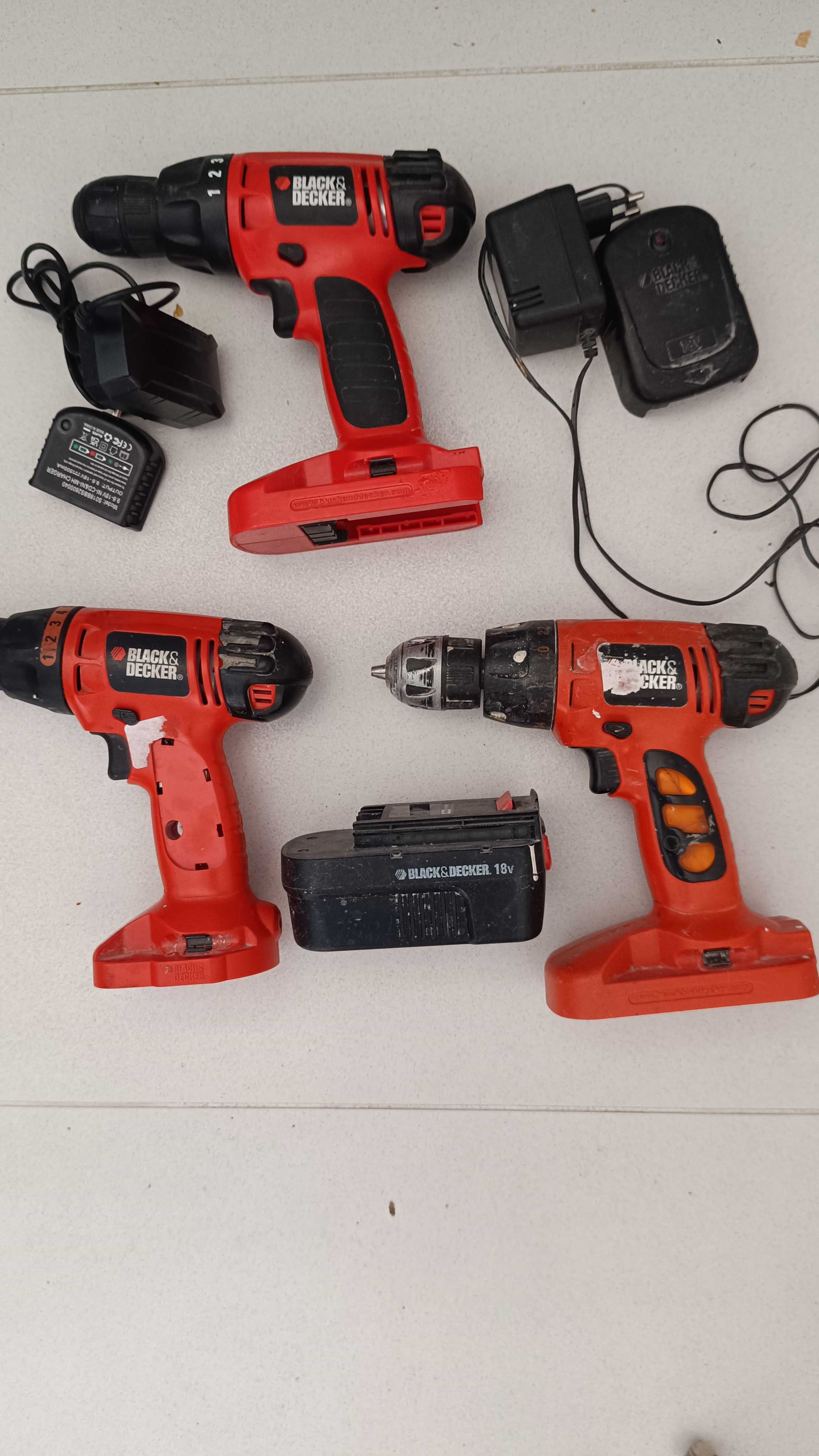 3x Wkrętarka Wiertarka Black&Decker Ładowarka Bateria 18V Black Decker