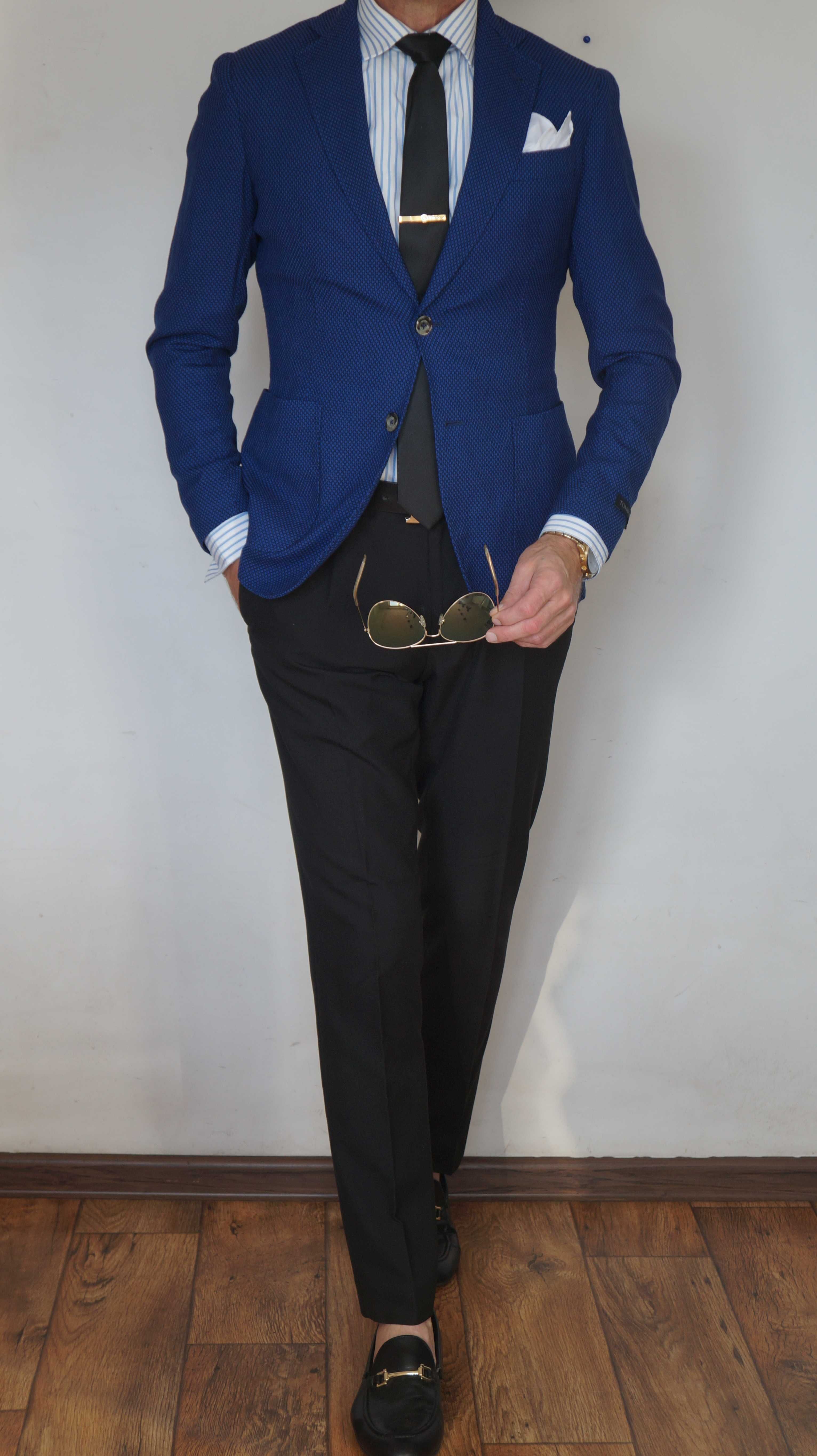 Blezer/Marynarka Tombolini Roz. 46/S Kol. Granat/Niebieski Fit
