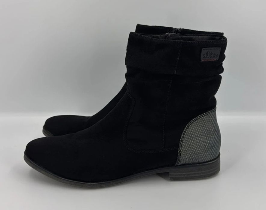 S.oliver czarne zamszowe botki zara mango lasocki