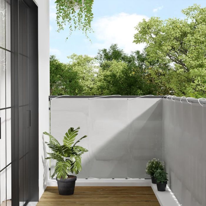 vidaXL Parawan balkonowy, jasnoszary, 120x600cm, 100% poliester Oxford