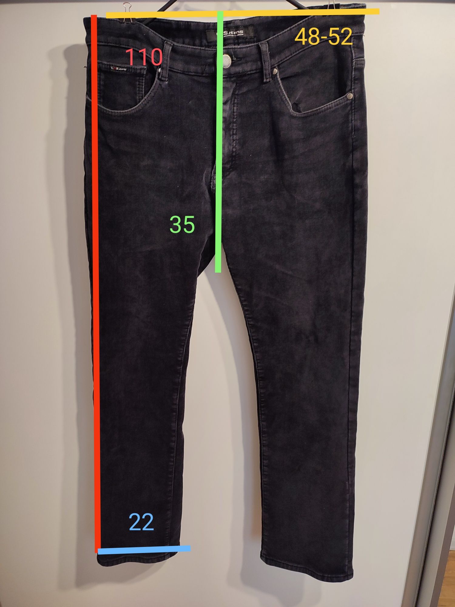 Sztruksy spodnie Lus Jeans czarne/sprane czarne 37