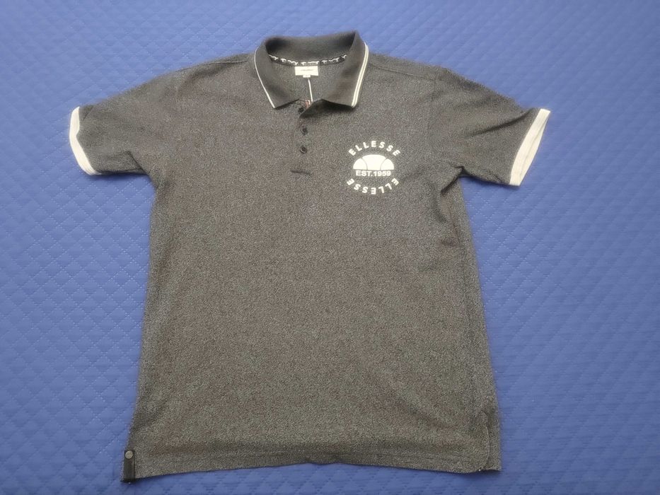 ELLESSE – Polo T-Shirt – Cinzento e Branco (Original)