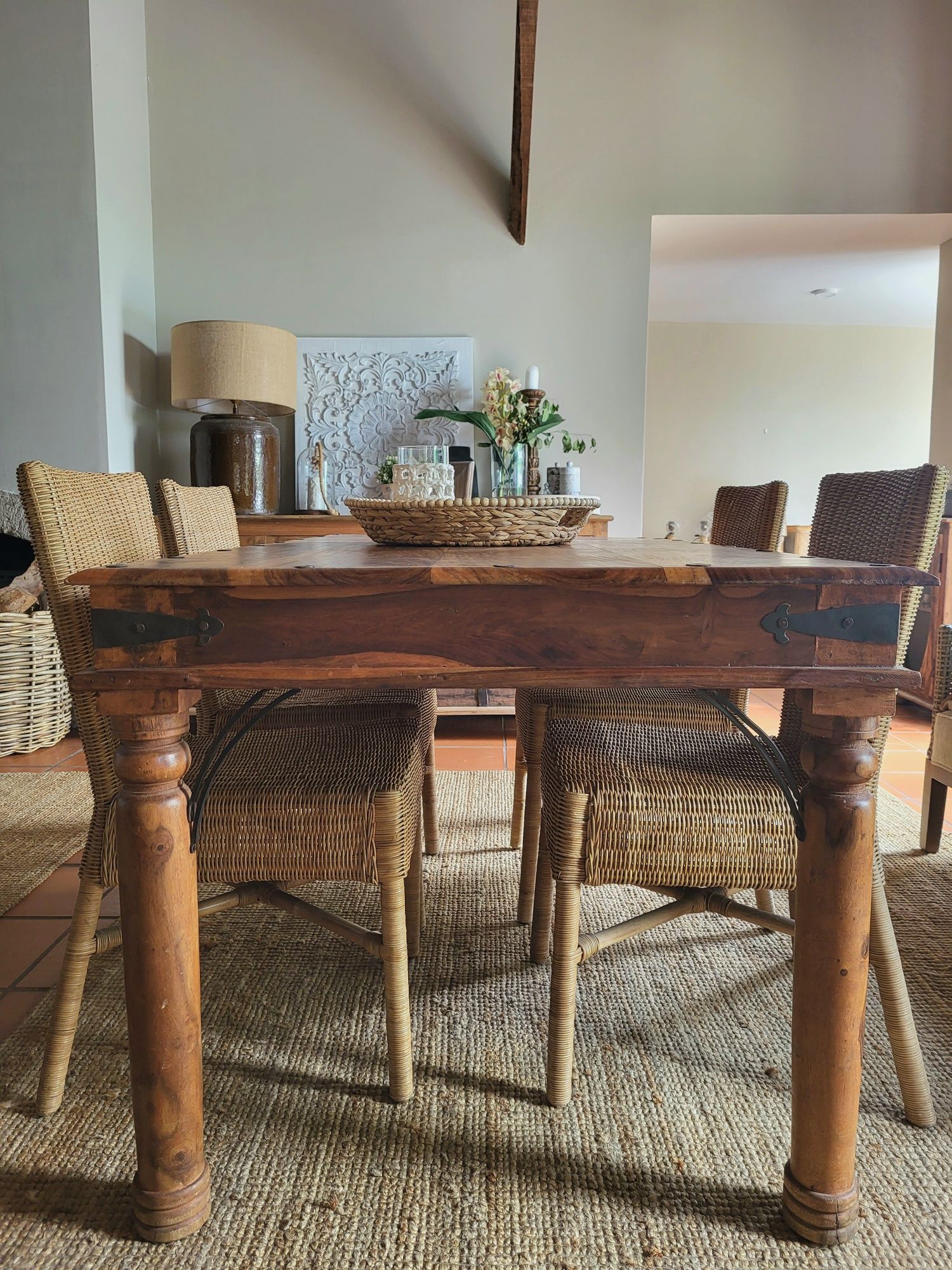 mesa, refeições, secretaria, indiano, oriental, rustico