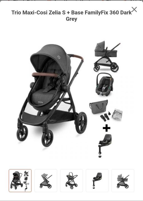 Trio Maxi-Cosi Zelia S + Base FamilyFix 360 Dark Grey
