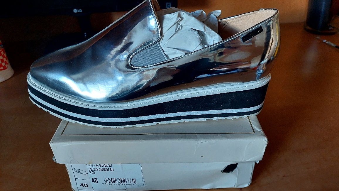 Buty damskie Betler srebrne silver nowe rozmiar 40