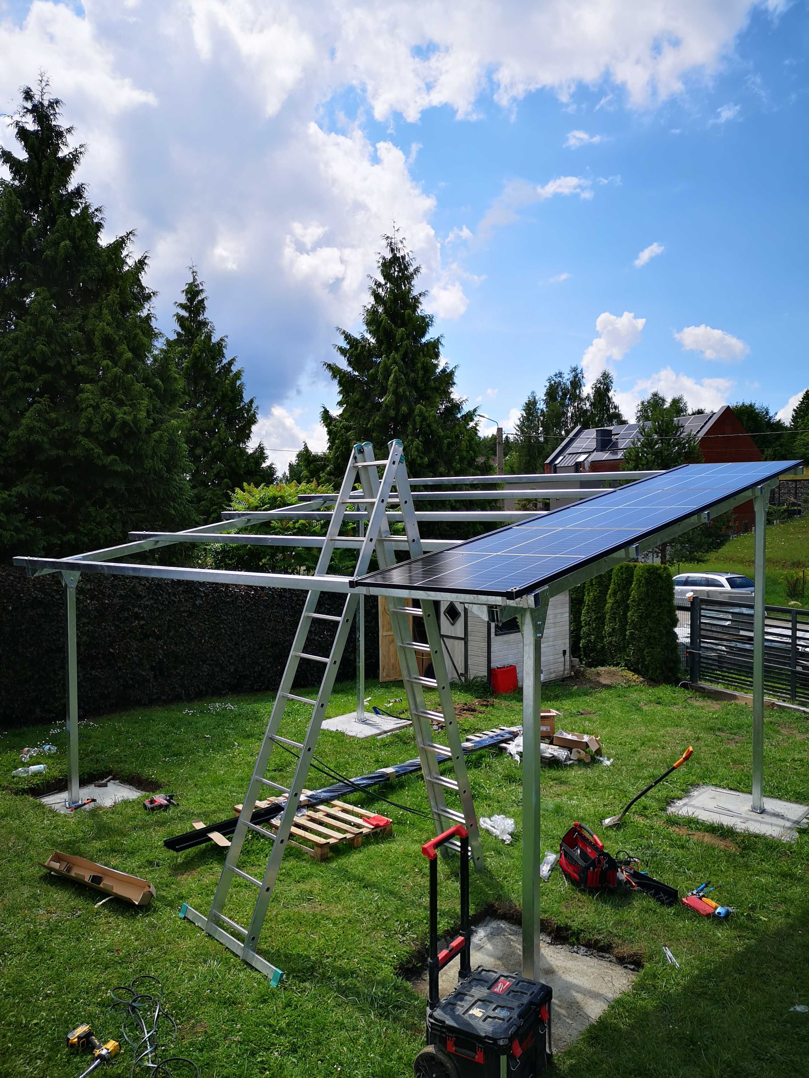 Carport dwustanowiskowy wiata garażowa fotowoltaika panele PV dotacje