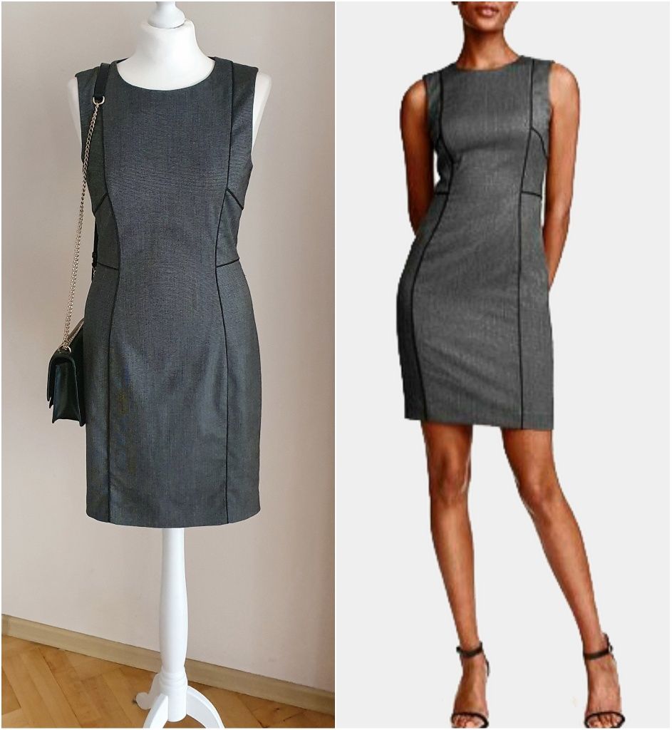 Sukienka ołówkowa szaro-czarna H&M  34/36  jak nowa