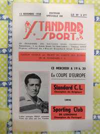 Programa oficial standard  liege Sporting taça dos campeões 1958 e 59