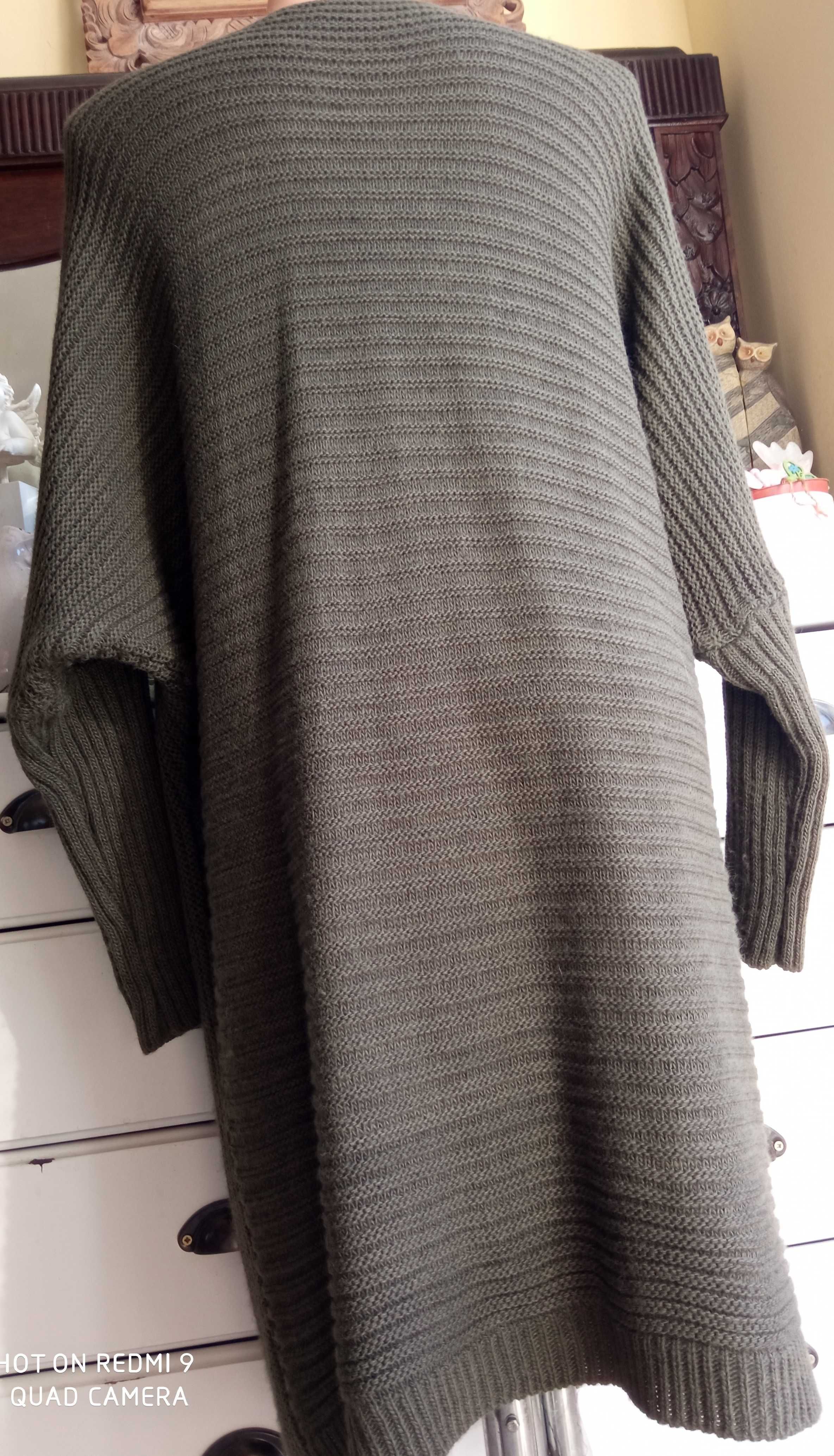 ITALY sweter kardigan khaki 126 cm pachy 50 52 54