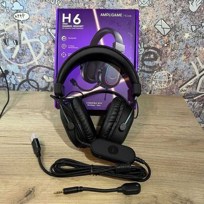 (НОВІ) FiFine H6 RGB | Геймерські навушники 7.1, USB