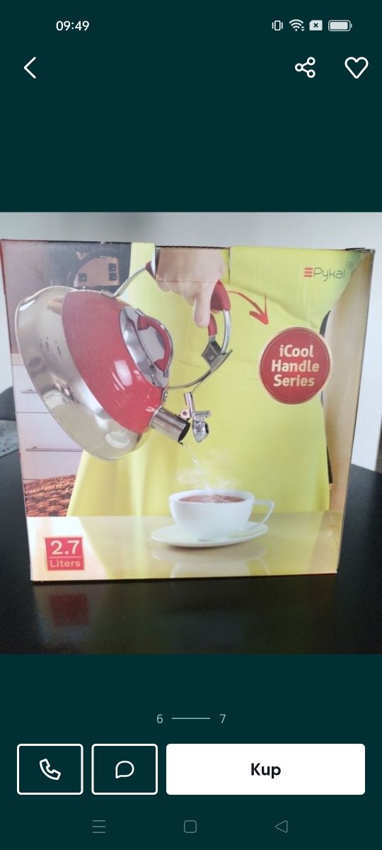 Pykal Czajnik z gwizdkiem do herbaty na kuchenkę - 2.6 L nowy okazja