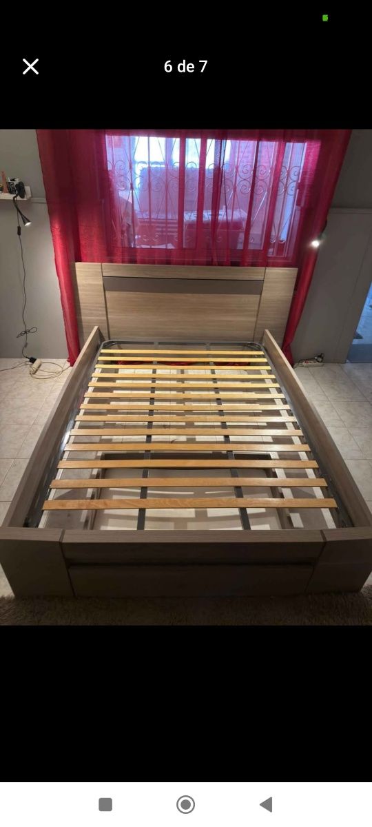 Quarto Casal - Cama, 2 mesas de cabeceira, estrado e colchão