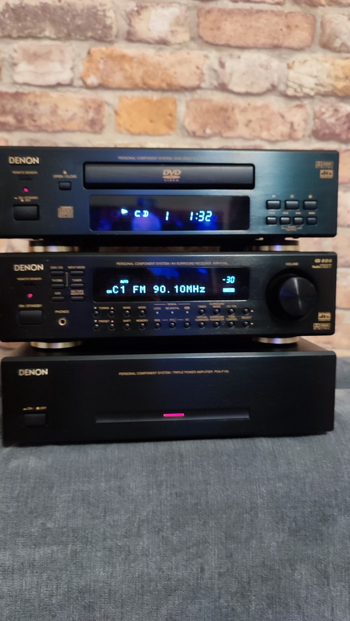 DENON wieża AVR-F100/POA-F100/DVD-F100 kino domowe wzmacniacz/ końcówk