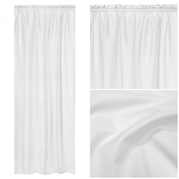 Zasłona 140x250 Ogrodowa Wodoodporna Jednolita na Taśmie Gaia Biała