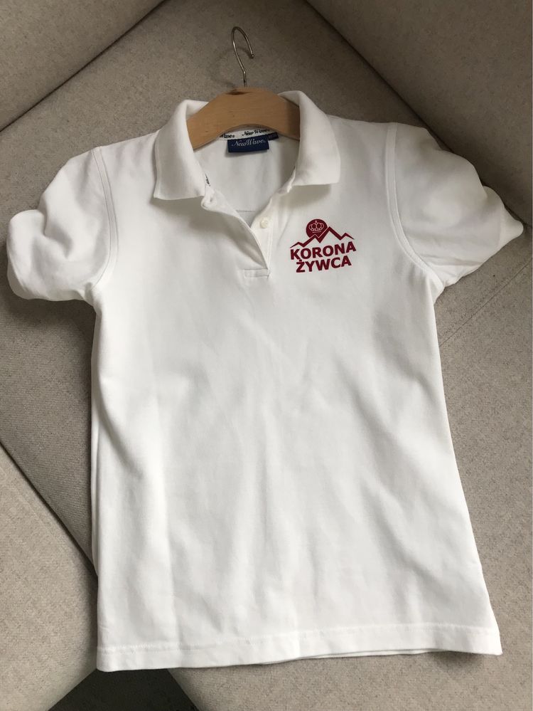 Białe polo New Wave nadruk Korona Żywca