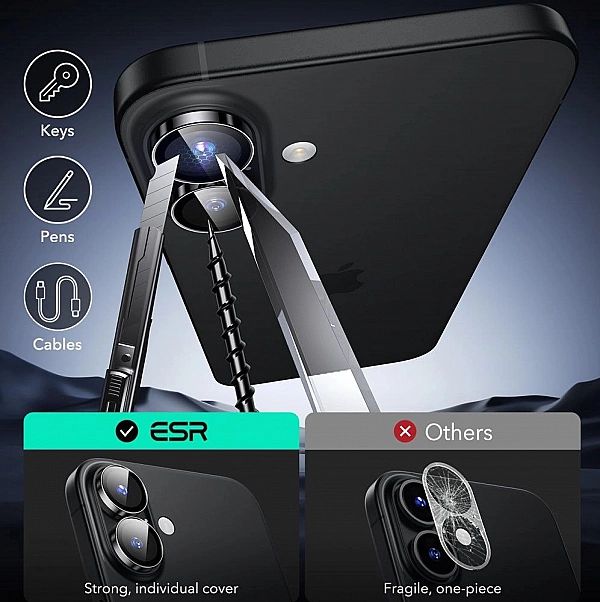 Osłona Na Aparat Esr Armorite Camera Protector Iphone 16 / 16 Plus Bla