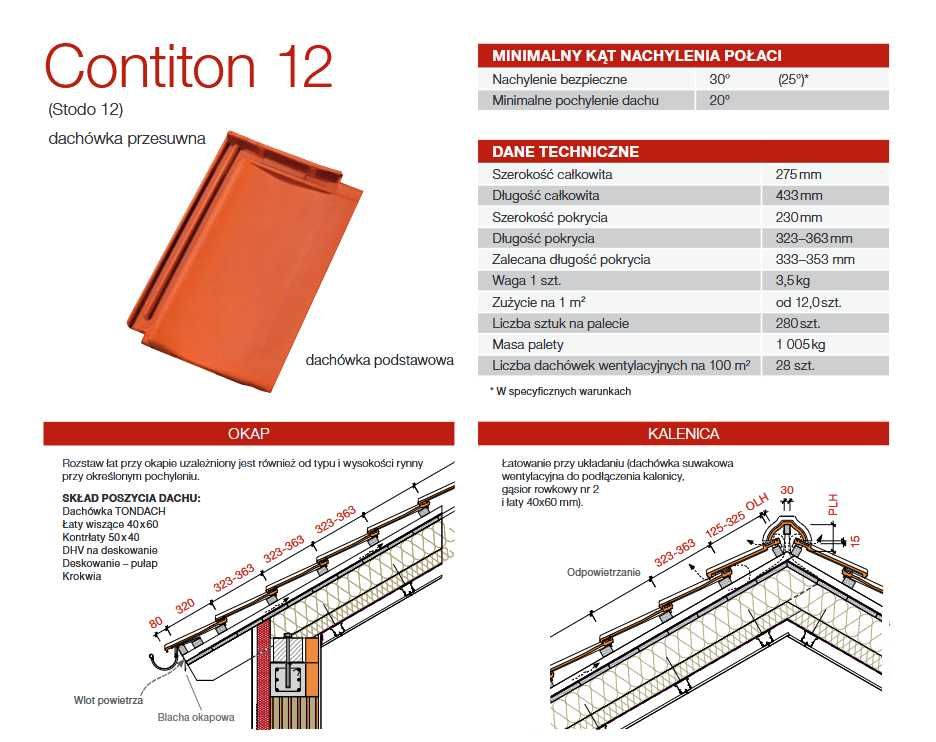 Dachówka ceramiczna TONDACH Contiton12 [STODO 12] angoba antracyt