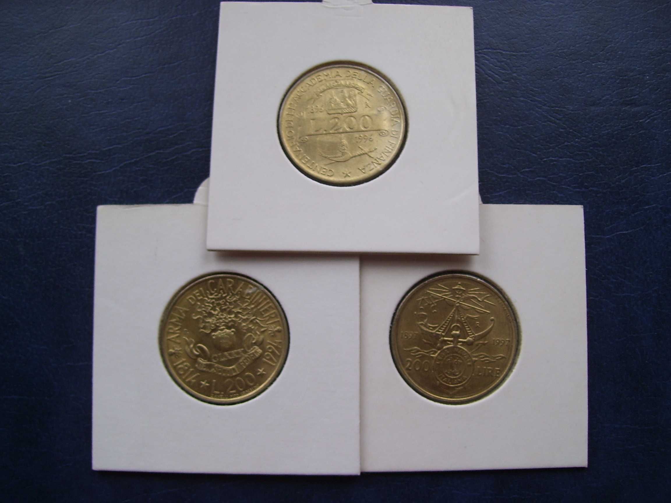 Stare monety 200 lir 1994 , 1996 ,, 1997 Włochy piękne