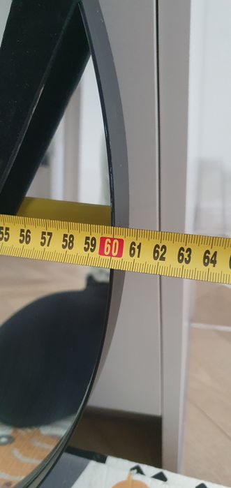 Lustro metalowe na pasku okrągłe czarne 60cm