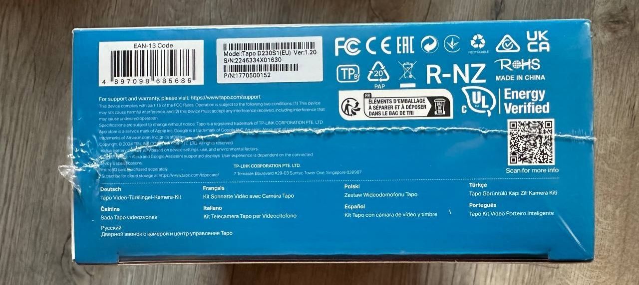 Відеодомофон, відеодзвінок Tapo D230S1 TP-Link