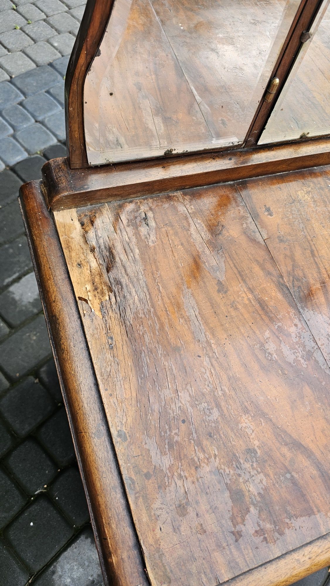 Toaletka z lustrem - drewno, otwierane lustro