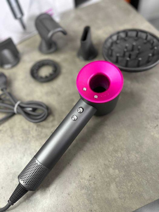 Фен Super Dyson з 5 насадками, елегантний сірий-рожевий