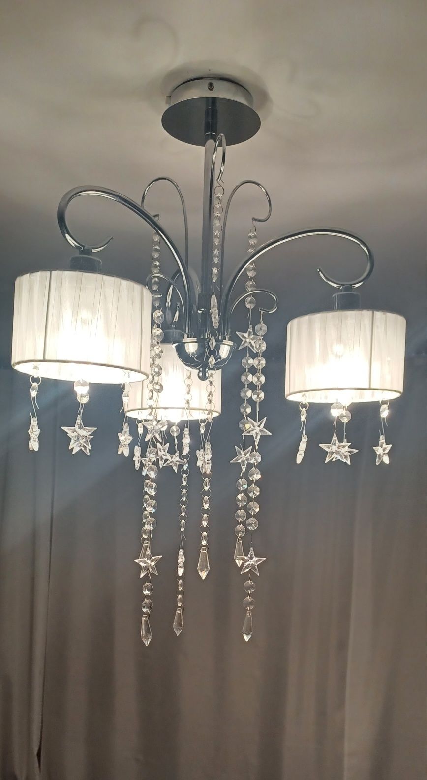 Lampa sufitowa glamour Italux SPAN zyrandol 3 klosze kryształki chrom