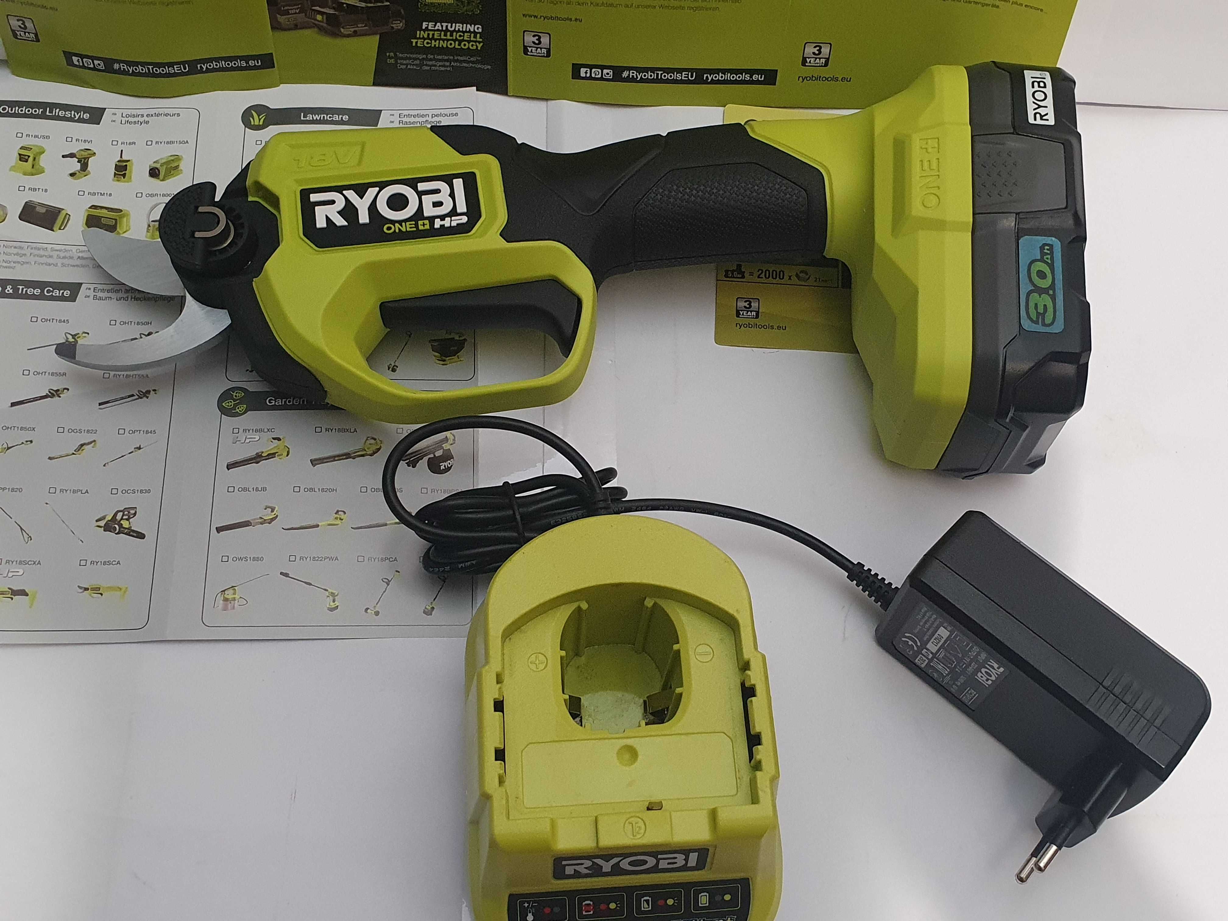 Zestaw Sekator aku Ryobi RY 18 SCXA +bateria 18v 3ah +ladowarka