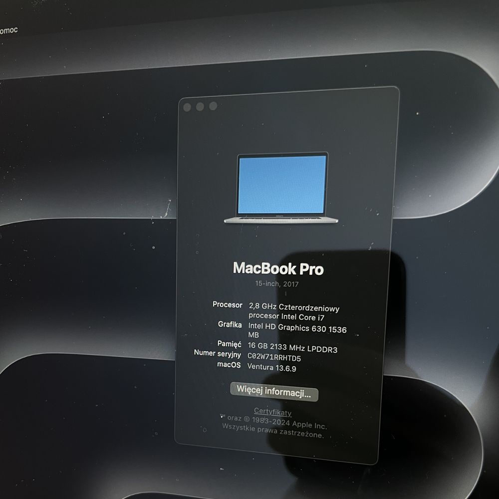 MacBook Pro 15,4 Retina i7 2,8MHz