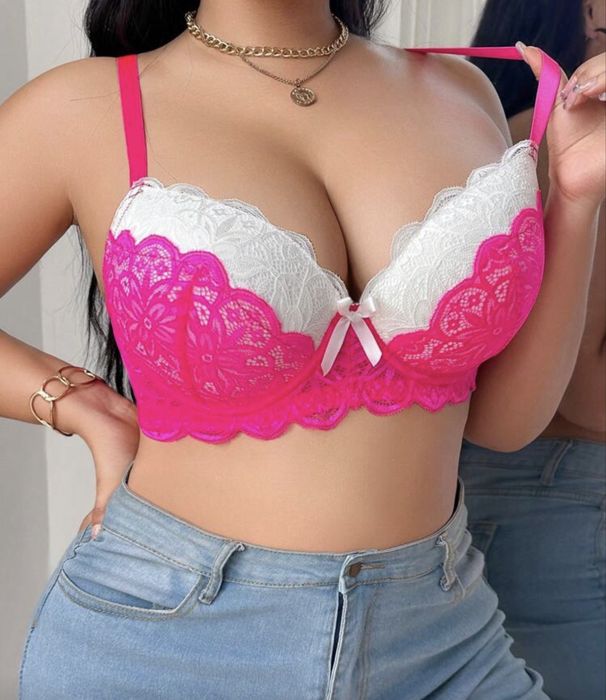Różowy biustonosz usztywniany z fiszbinami rozm. 2XL
