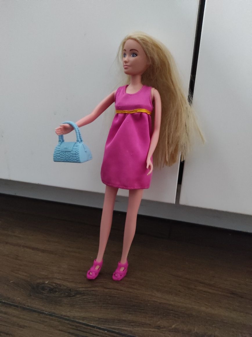 Lalka Barbie różowa sukienka torebka