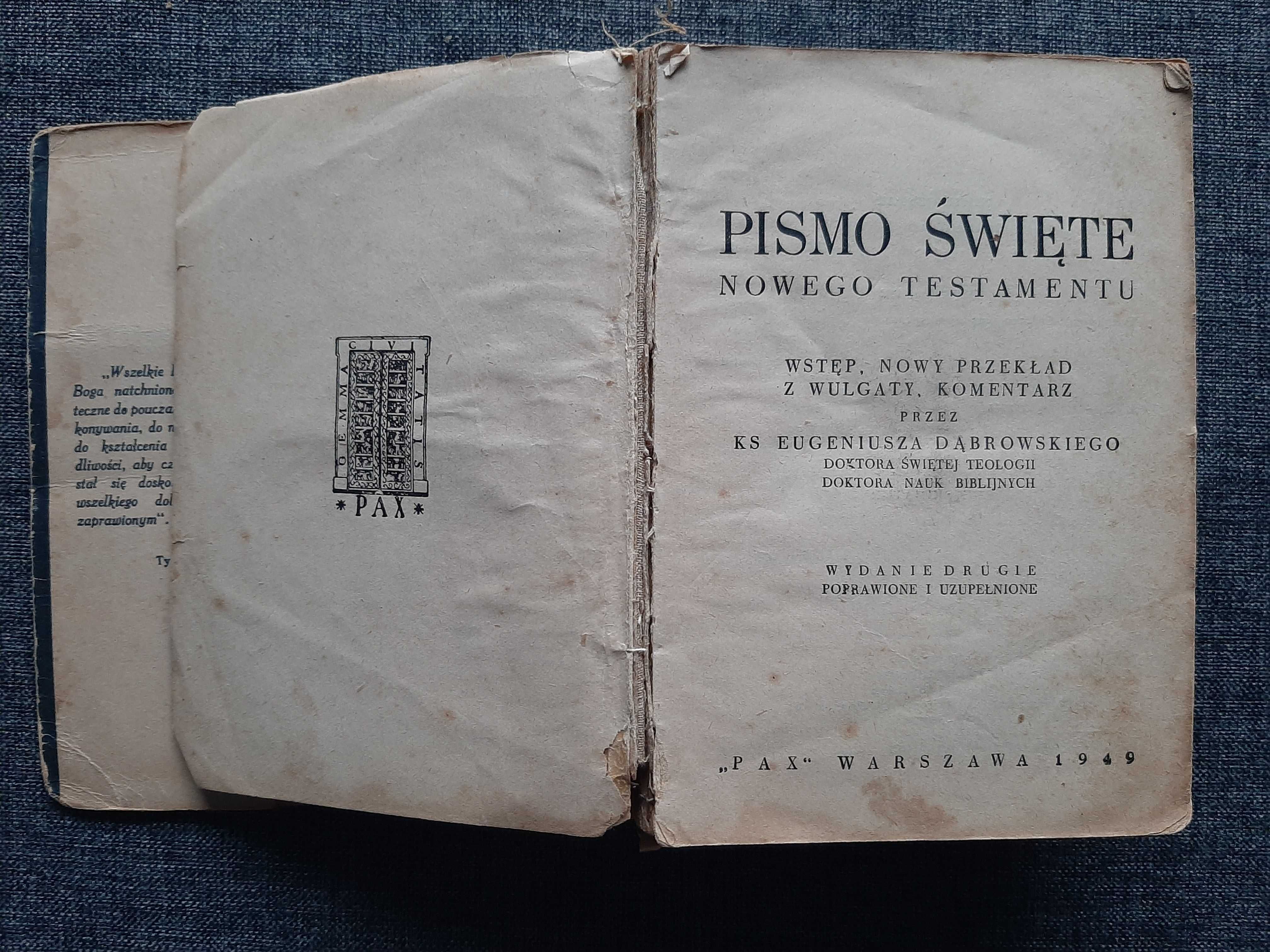 PISMO ŚWIĘTE Nowego Testamentu Pax 1949r