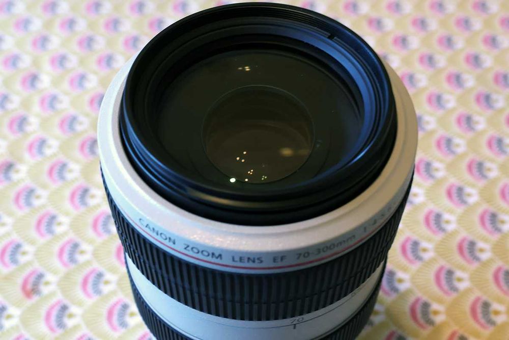 Canon EF 70-300/4-5.6L IS completa e em excelente estado
