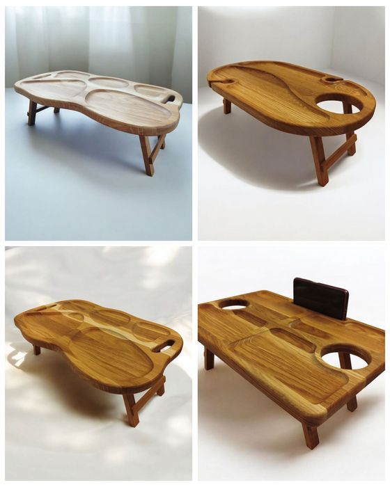 Менажниця- підставка стіл дубовий для пікніка з отворами розмир 50*30