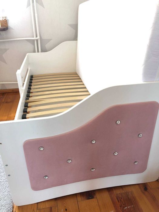 Łóżko tapicerowane 160x80 róż + materac
