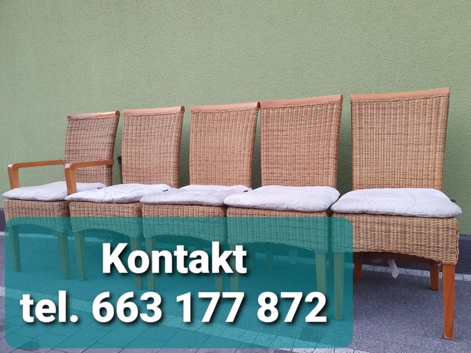 Krzesła Wiklinowe Komplet 5szt. Wiklina