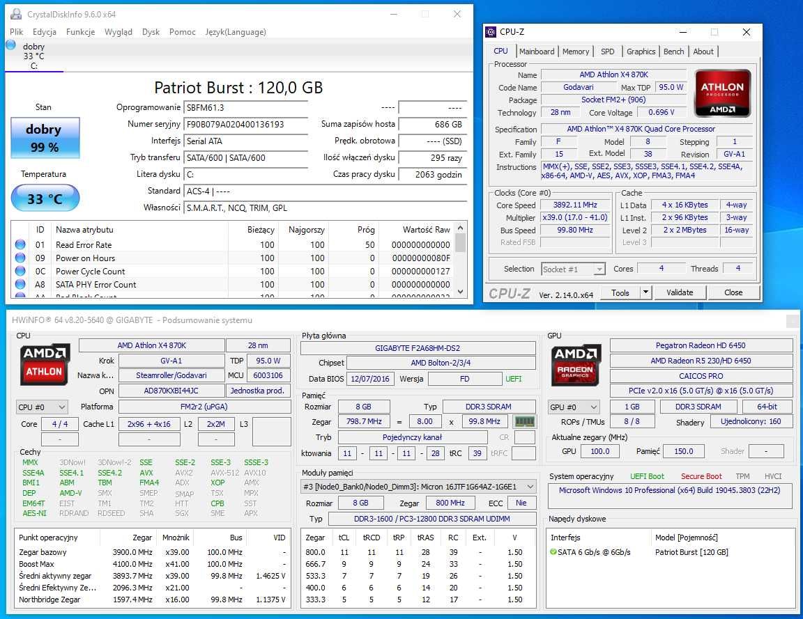 Komputer stacjonarny | AMD Athlon X4 870K | 8GB | SSD | Grafika 1GB