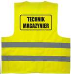 kamizelka odblaskowa, kamizelka z nadrukiem technik magazynier