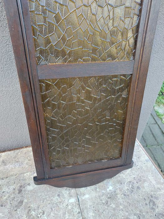 Szafka witrynka z obudowy starego zegara 1930r miodowe szkło E198