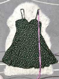 Sukienka zielona w kwiaty authentic style wiskoza 36/38 S/M