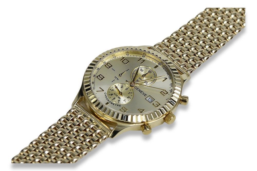 Złoty zegarek z bransoletą damski unisex 14k Geneve mw007y&mbw013y-f K