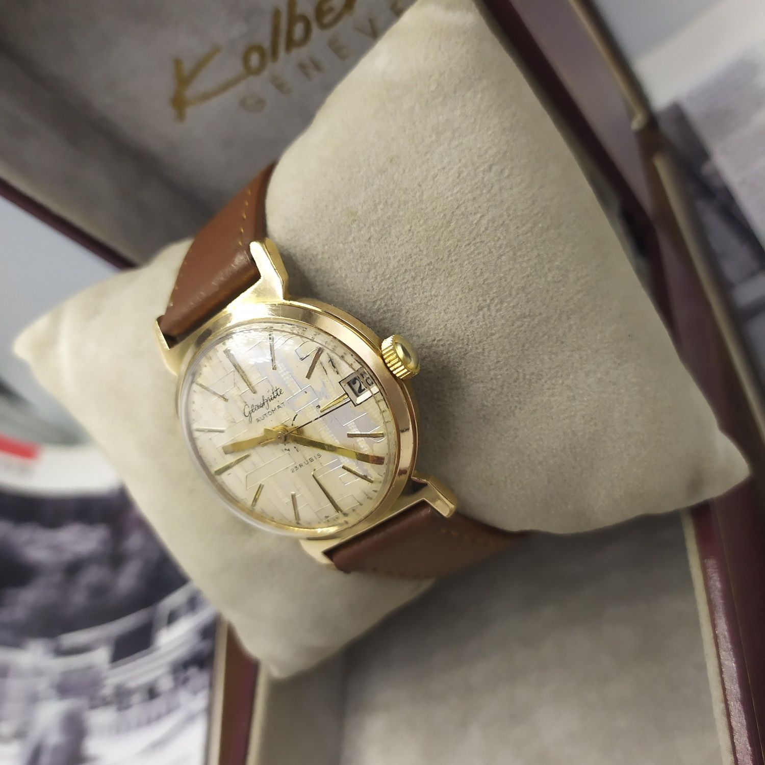 Zegarek męski glashutte mechaniczny pozłacany au