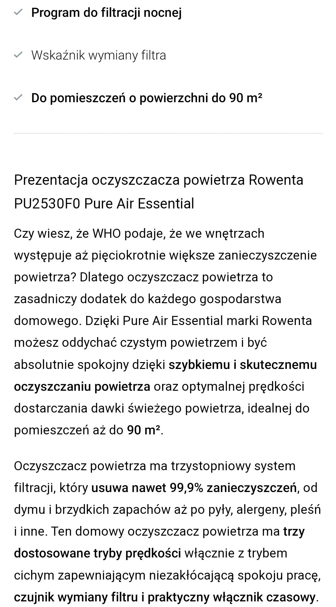 Oczyszczacz powietrza do 90 M2