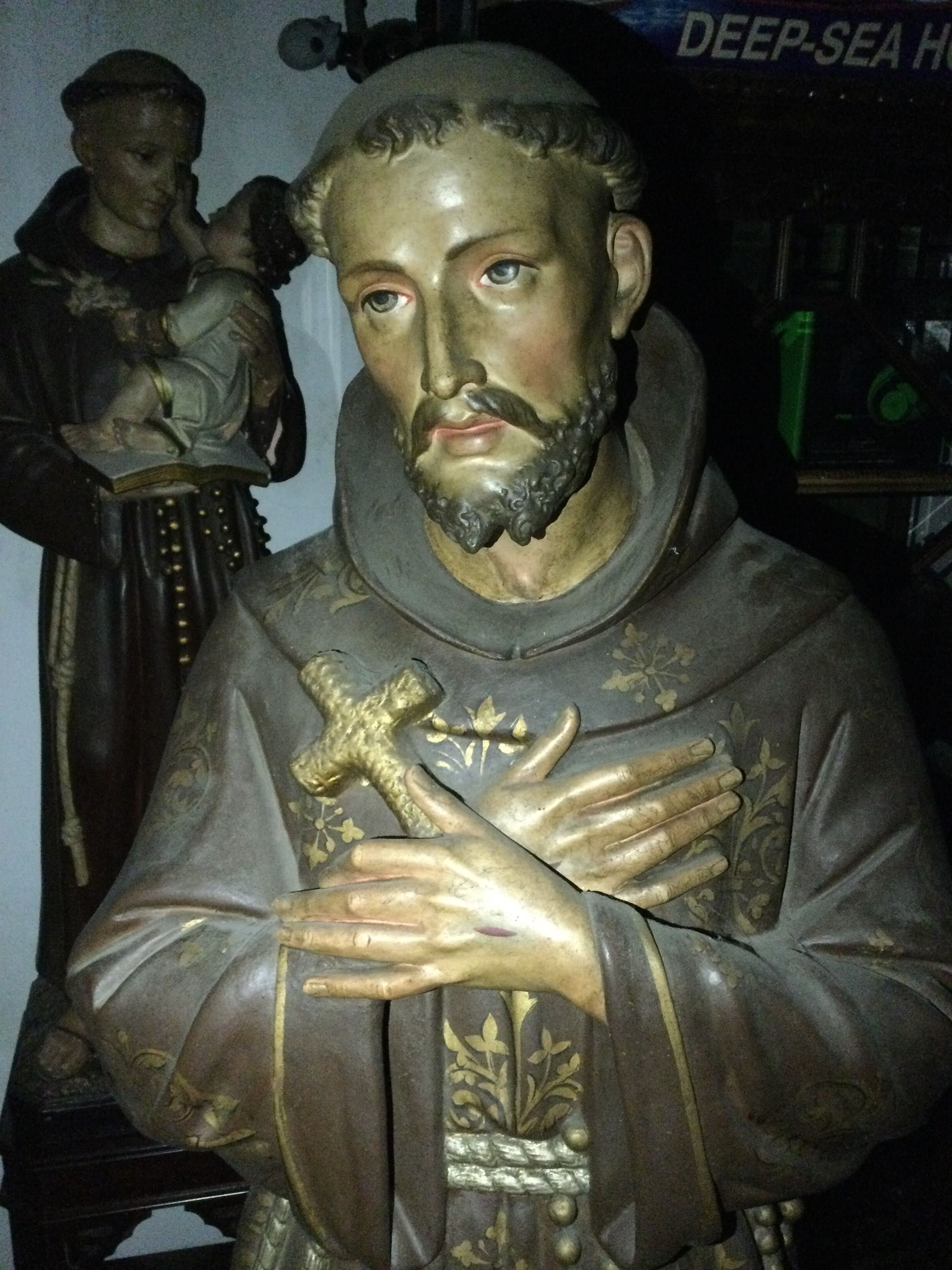 São Francisco de Assis Terracota  XIX 167 cm Arte Sácra