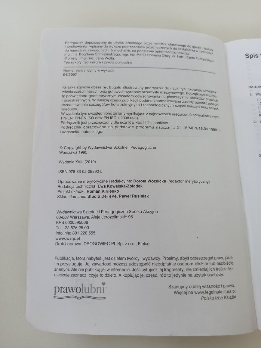 Rysunek techniczny dla mechaników podręcznik WSiP
