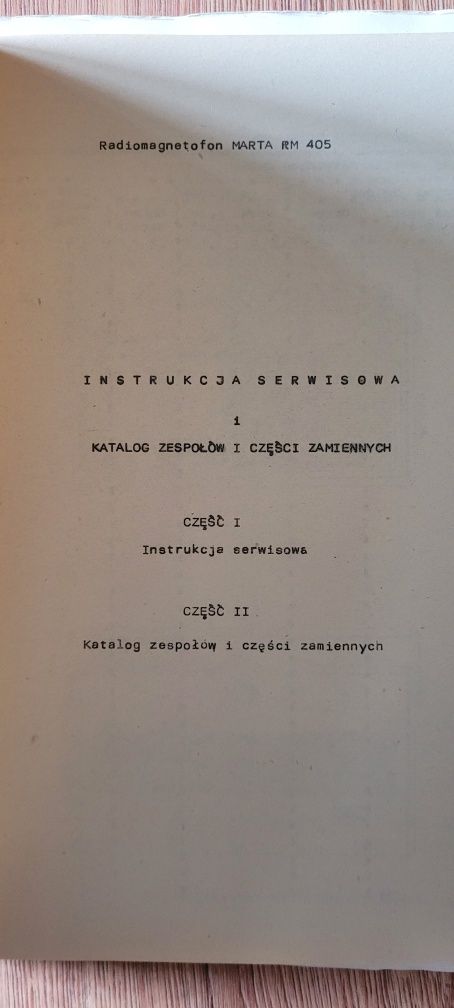 Instrukcja serwisowa Unitra radiomagnetofon Marta rm-405