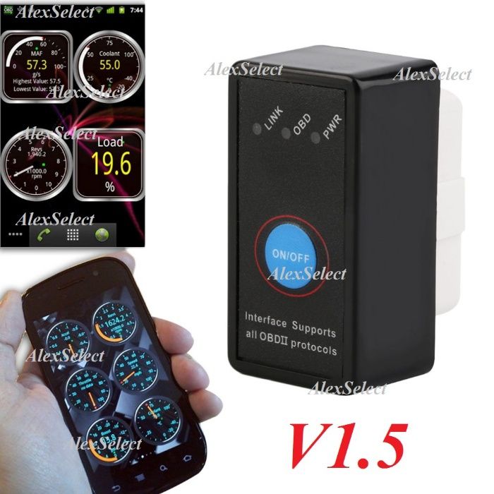 Акция!!! BT/Wi-Fi ELM327 v1.5 OBD2 iPhone, iPad, iOS K-line, Vag com